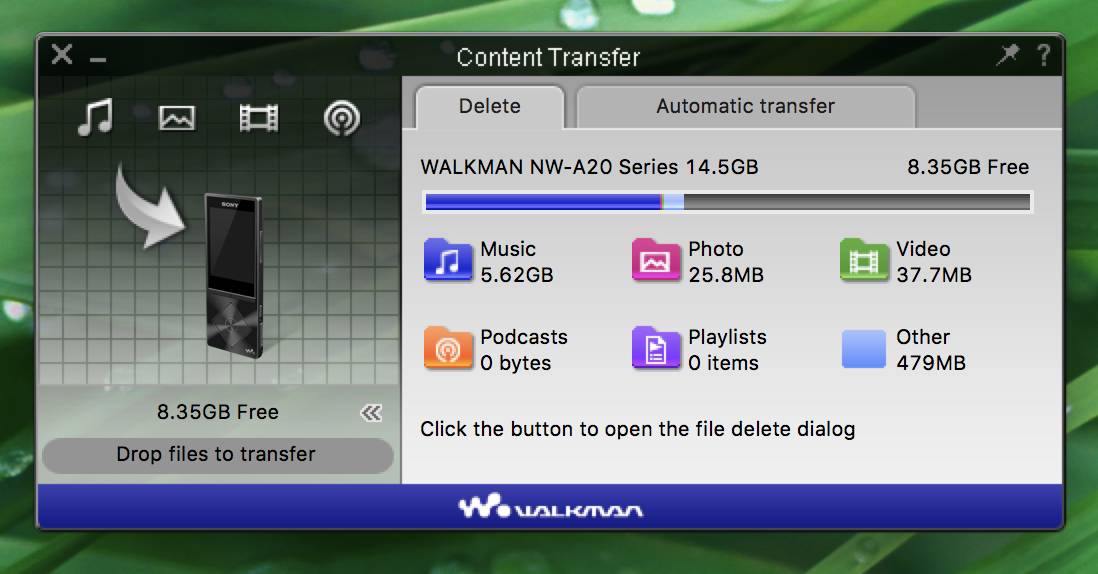 Content transfer sony walkman for mac